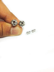 Sterling Silver Rhodium Finish 7mm Shiny And Textured Love Knot Stud Earrings fine designer jewelry for men and women