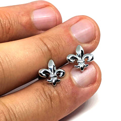 Sterling Silver Fleur De Lis Stud Earrings fine designer jewelry for men and women