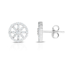 Sterling Silver Round Cubic Zirconia Stud Earrings fine designer jewelry for men and women