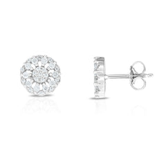 Sterling Silver Round Cubic Zirconia Stud Earrings fine designer jewelry for men and women