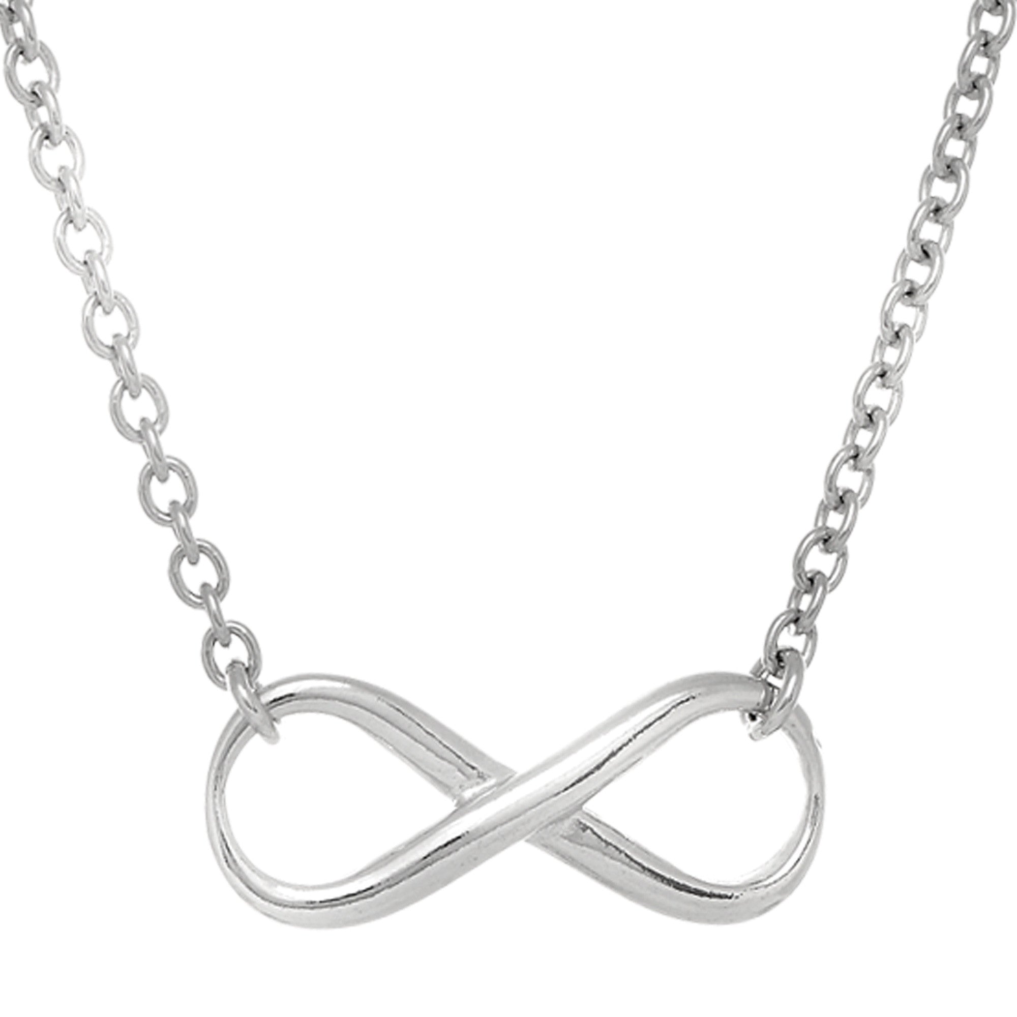 Infinity Sign Link Necklace In Rhodium Plated Sterling Silver - 18 Inches fine designer jewelry for men and women