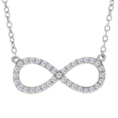Infinity Sign Link And CZ Necklace In Sterling Silver, 18" fine designer jewelry for men and women