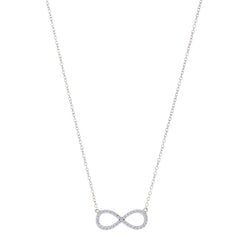 Infinity Sign Link And CZ Necklace In Sterling Silver, 18" fine designer jewelry for men and women