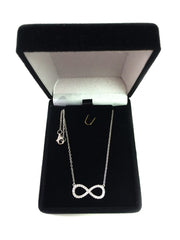 Infinity Sign Link And CZ Necklace In Sterling Silver, 18" fine designer jewelry for men and women