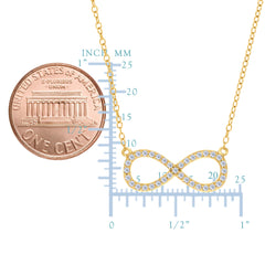 Infinity Sign Link And CZ Necklace In Yellow Color Finish Sterling Silver, 18" fine designer jewelry for men and women