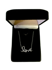 Script Love Logo Necklace In Sterling Silver, 18" fine designer jewelry for men and women