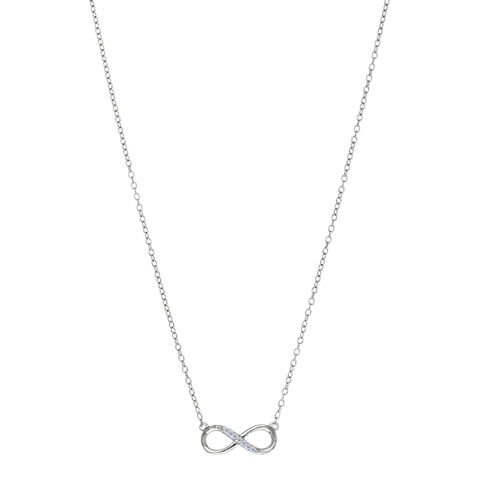 Infinity Sign Link And CZ Necklace In Sterling Silver, 18" fine designer jewelry for men and women