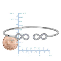 Sterling Silver Double CZ Infinity Ends Bracelet Cuff fine designer jewelry for men and women