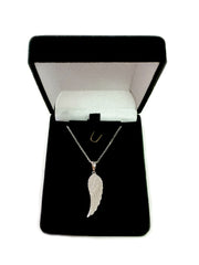 Sterling Silver Angel Wing Pendant Necklace, 18" fine designer jewelry for men and women