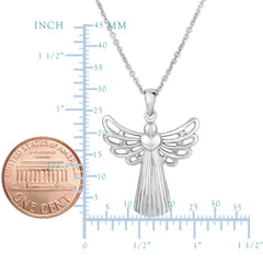 Sterling Silver Angel Sliding Heart Pendant Necklace, 18" fine designer jewelry for men and women