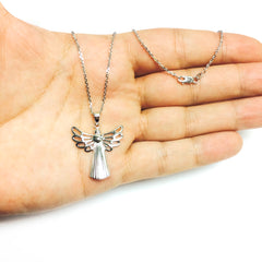 Sterling Silver Angel Sliding Heart Pendant Necklace, 18" fine designer jewelry for men and women