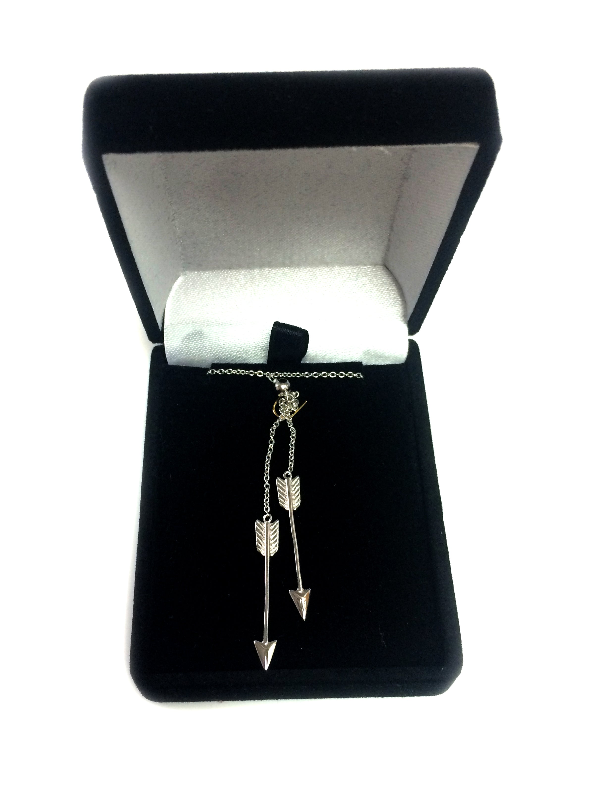 Sterling Silver Double Hanging Arrow Lariat Style Necklace, 18" fine designer jewelry for men and women