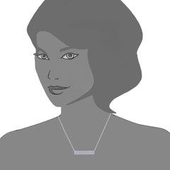 Sterling Silver Wide Rectangle Bar Pendant CZ Necklace, 18" fine designer jewelry for men and women