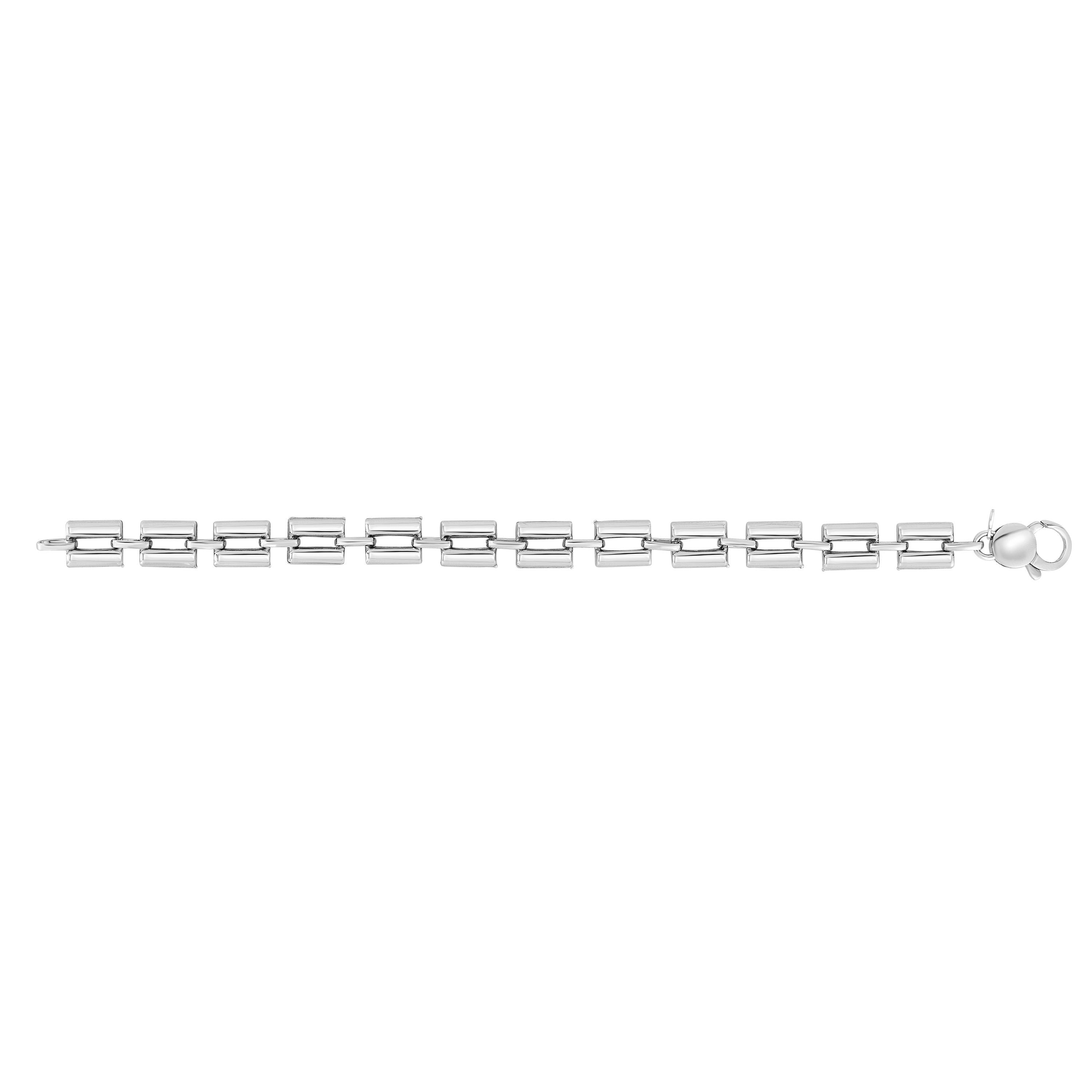Sterling Silver Rectangular Links Women's Bracelet, 7.5" fine designer jewelry for men and women