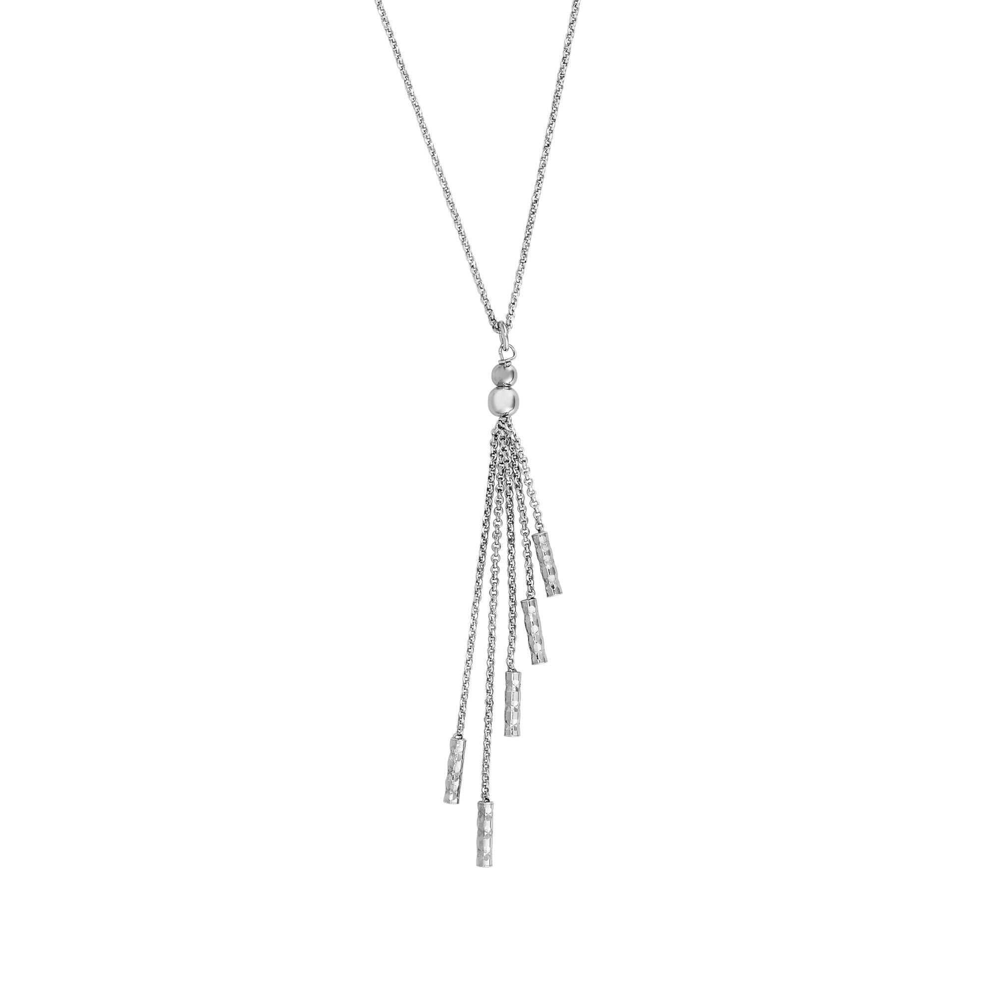 Sterling Silver Tassel Charms Fancy Necklace, 18" fine designer jewelry for men and women