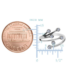 Sterling Silver Star Flower With CZ By Pass Style Adjustable Toe Ring fine designer jewelry for men and women