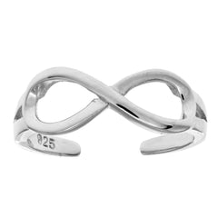 Sterling Silver Shinny Infinity Cuff Style Adjustable Toe Ring fine designer jewelry for men and women