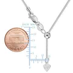 Sterling Silver Rhodium Plated Sliding Adjustable Snake Chain Necklace, Width 1.2mm, 22" fine designer jewelry for men and women