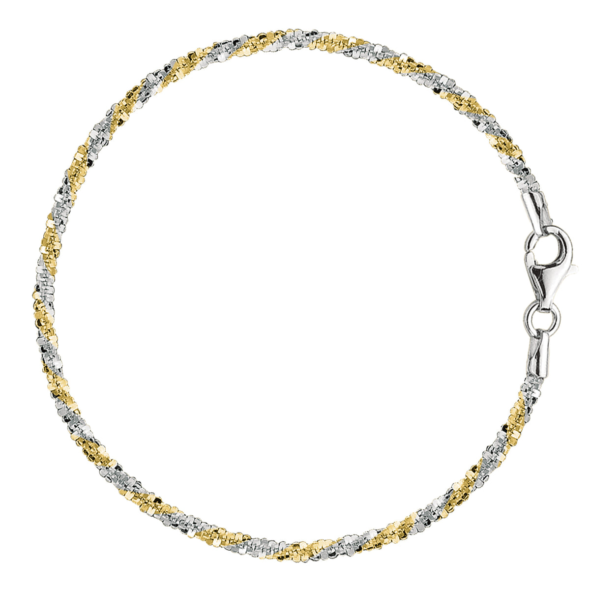White And Yellow Sparkle Style Chain Anklet In Sterling Silver fine designer jewelry for men and women