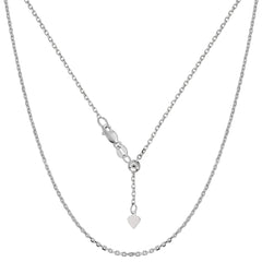14k White Gold Adjustable Cable Link Chain Necklace, 0.9mm, 22" fine designer jewelry for men and women