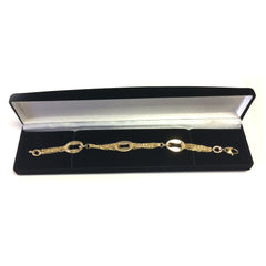 14k Yellow Gold Three Curved Oval Link Multi Stranded Cable Chain Bracelet, 7.5" fine designer jewelry for men and women