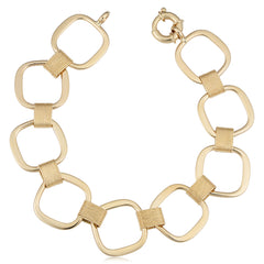 14k Yellow Gold Fancy Square Link Womens Bracelet, 7.5" fine designer jewelry for men and women