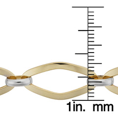 14k White And Yellow Gold Marquise Link Womens Bracelet, 7.75" fine designer jewelry for men and women