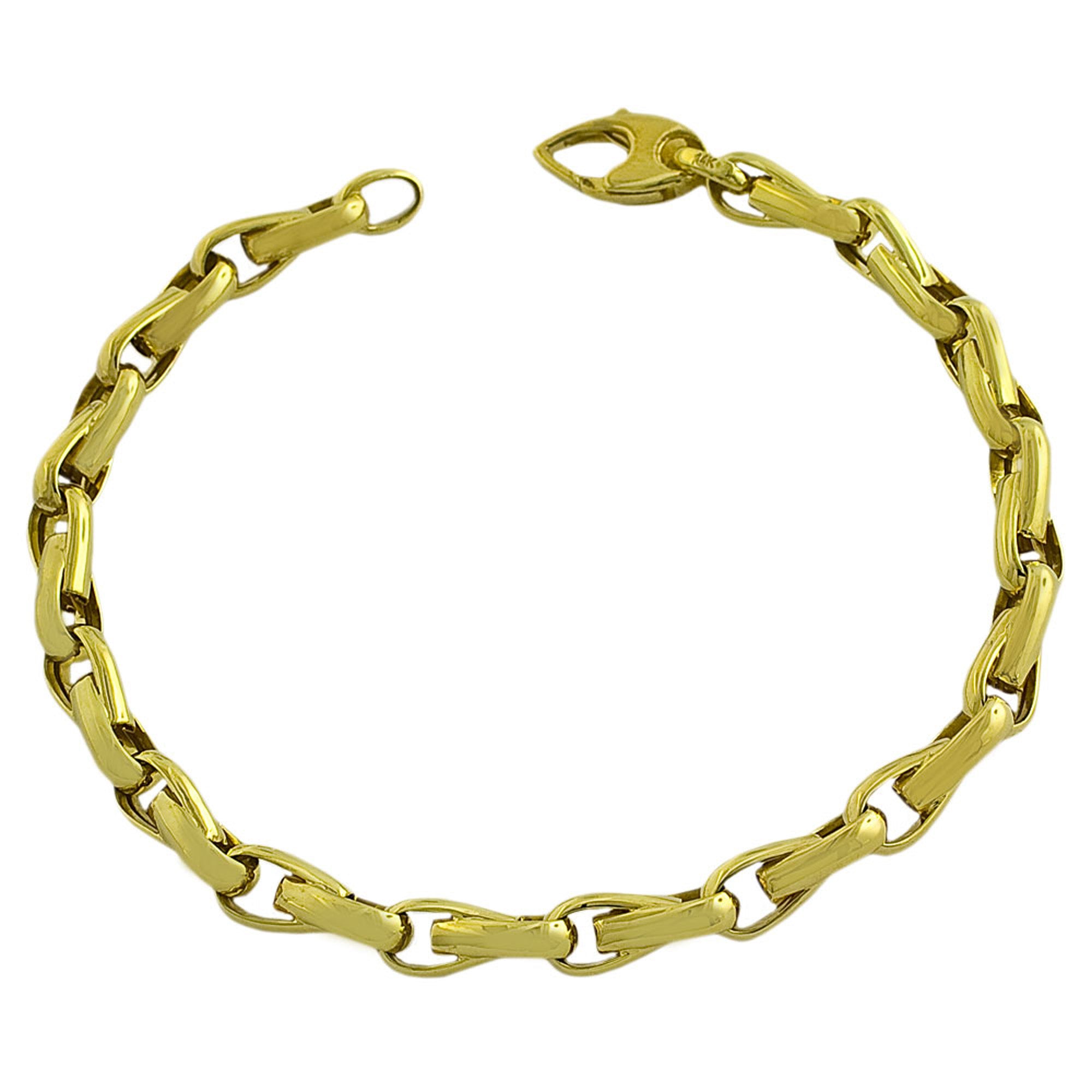 14k Yellow Gold Fancy Link Men's Bracelet, 8.25" fine designer jewelry for men and women
