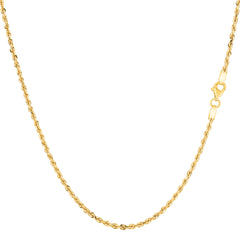 14k Yellow Solid Gold Diamond Cut Rope Chain Necklace , 1.25mm fine designer jewelry for men and women