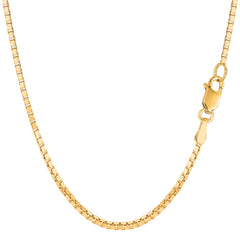 14k Yellow Solid Gold Mirror Box Chain Necklace, 1.7mm fine designer jewelry for men and women
