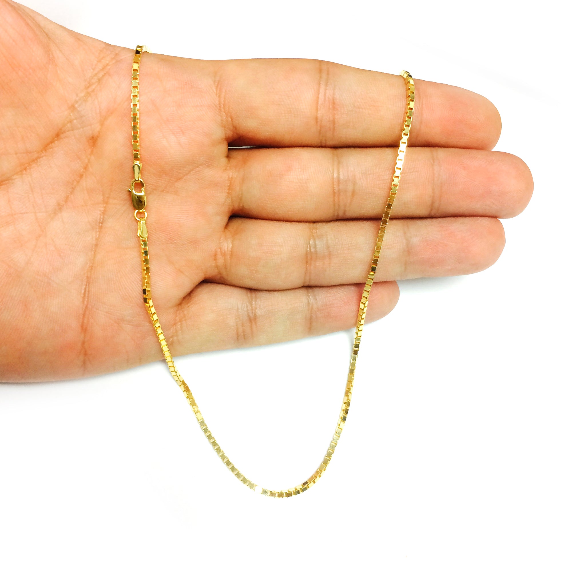 14k Yellow Solid Gold Mirror Box Chain Necklace, 1.7mm fine designer jewelry for men and women