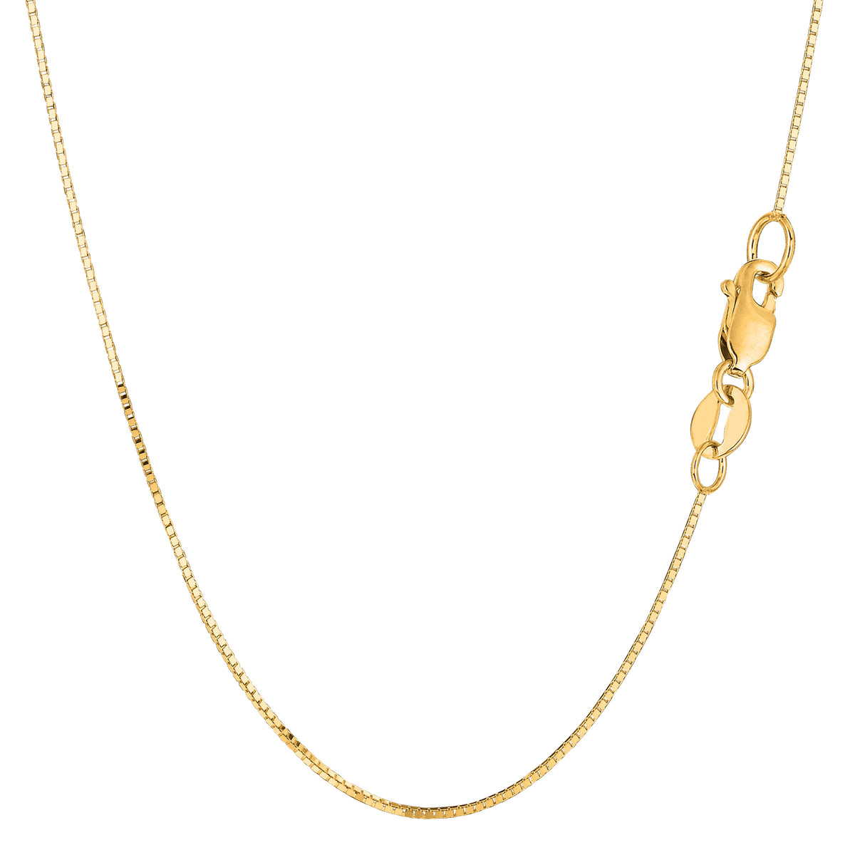 14k Yellow Solid Gold Mirror Box Chain Necklace, 0.7mm fine designer jewelry for men and women