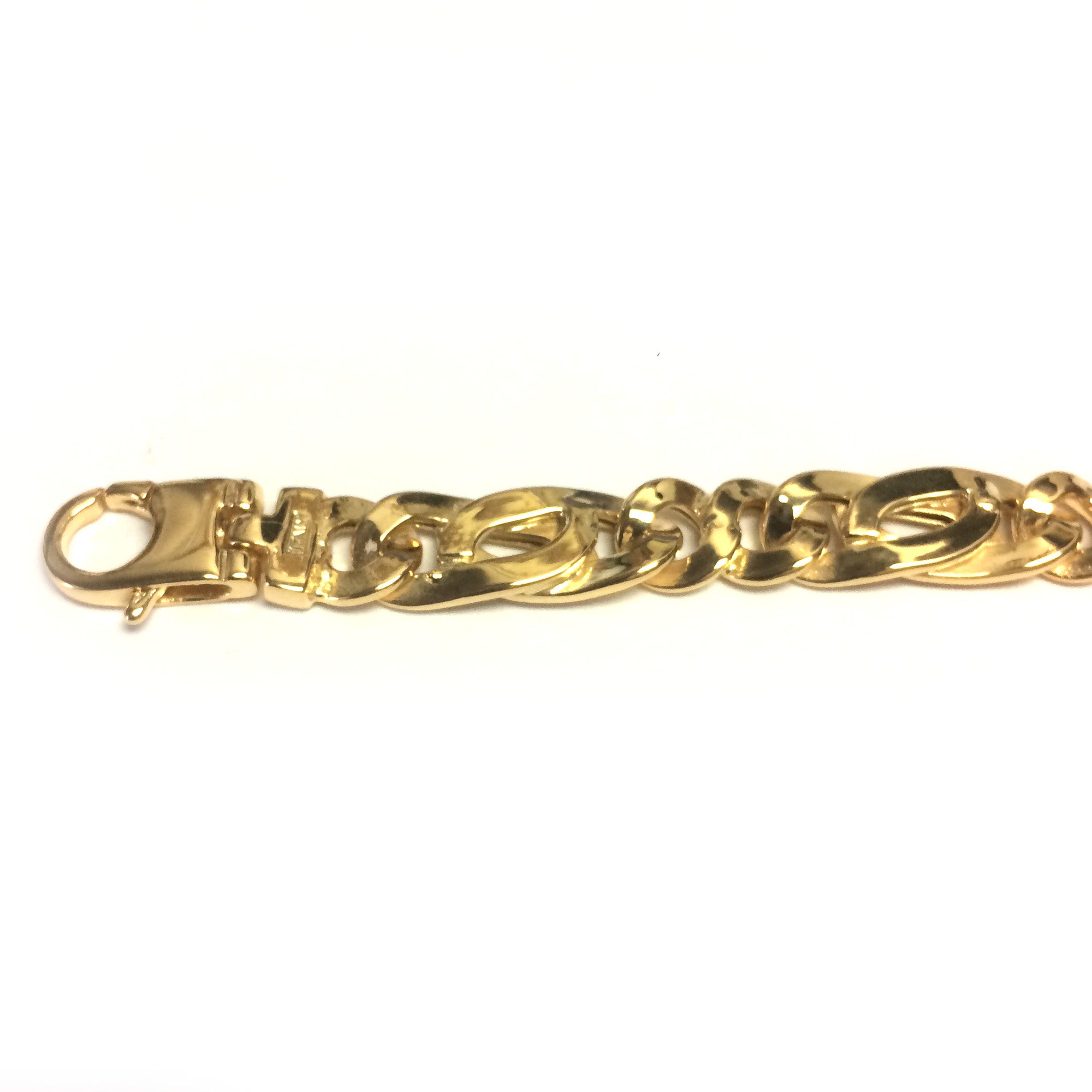 14k Yellow Gold Fancy Infinity Link Mens Bracelet, 8.5" fine designer jewelry for men and women