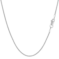 14k White Gold Round Diamond Cut Wheat Chain Necklace, 1.0mm fine designer jewelry for men and women