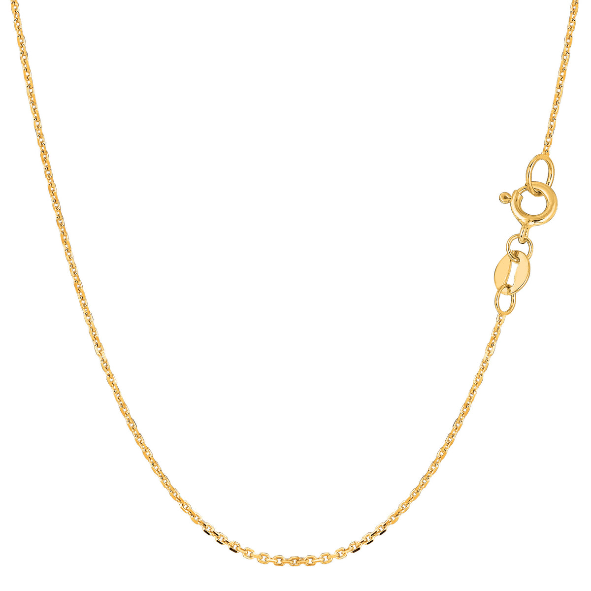14k Yellow Gold Cable Link Chain Necklace, 1.1mm fine designer jewelry for men and women