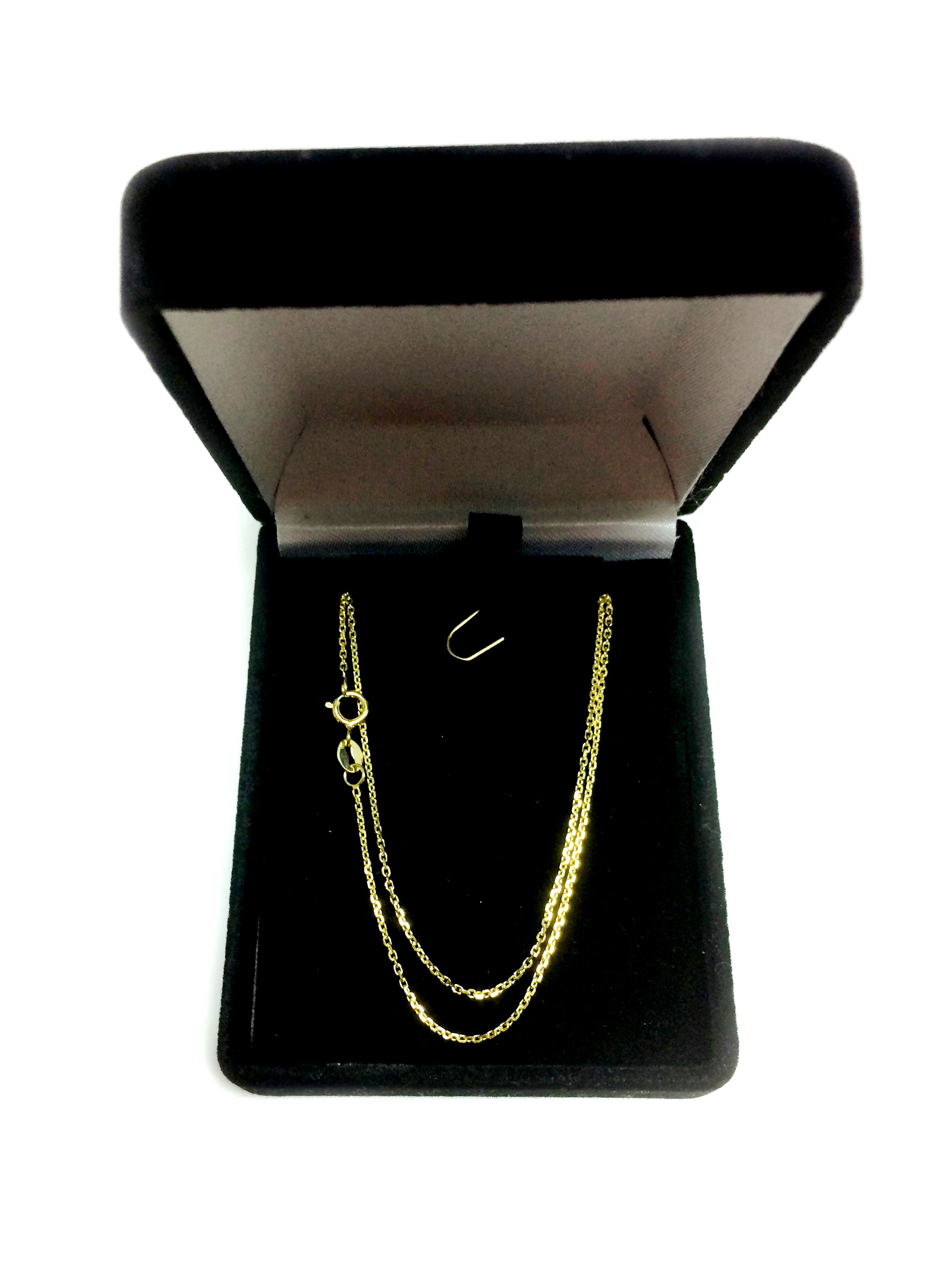 14k Yellow Gold Cable Link Chain Necklace, 1.1mm fine designer jewelry for men and women