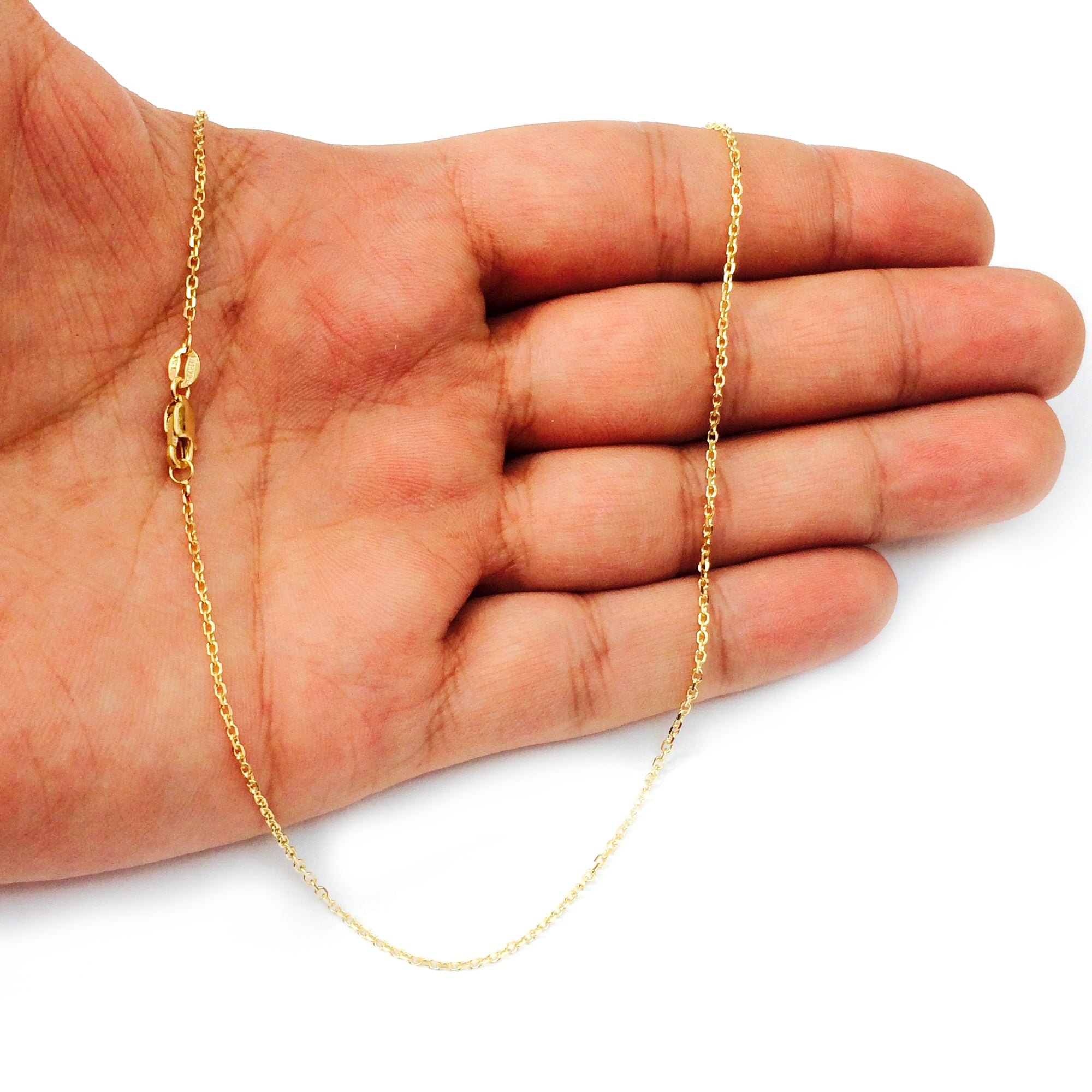 14k Yellow Gold Cable Link Chain Necklace, 1.4mm fine designer jewelry for men and women