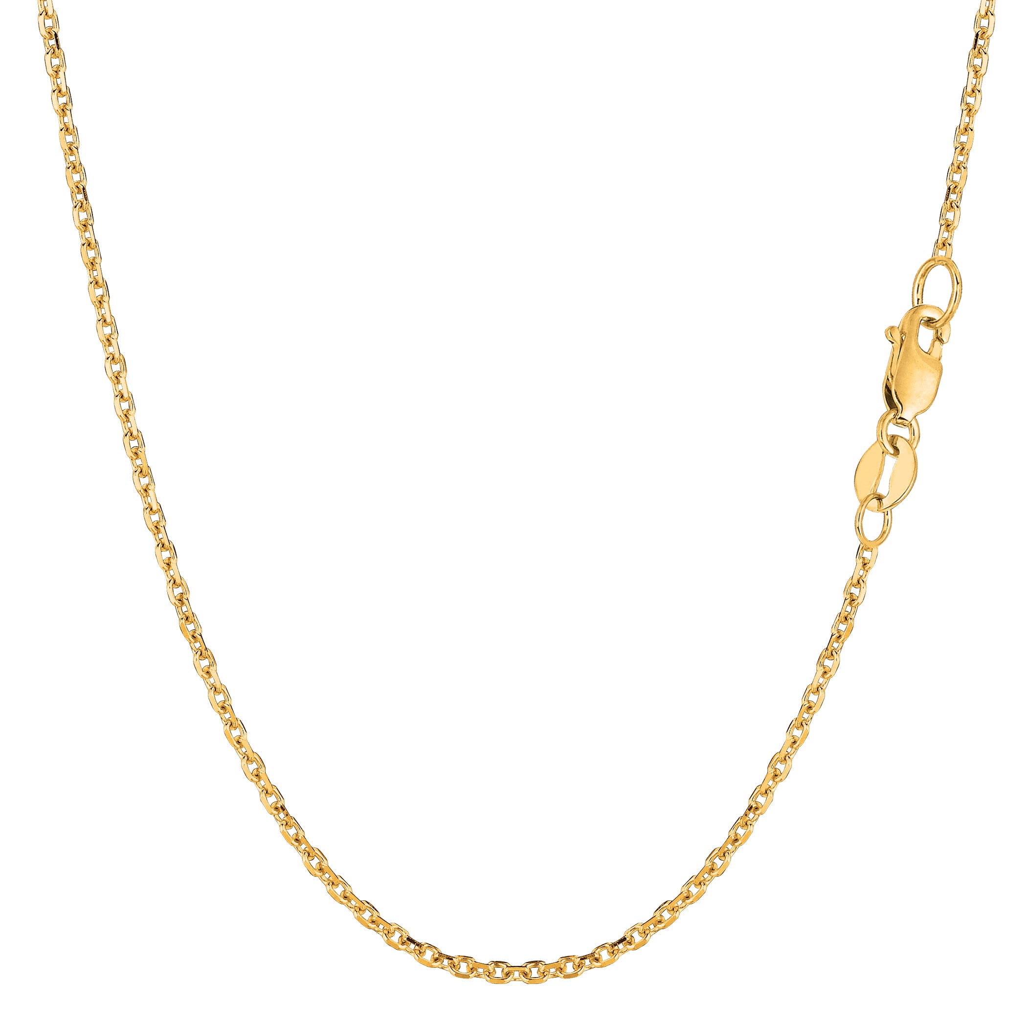 18k Yellow Gold Cable Link Chain Necklace, 1.5mm fine designer jewelry for men and women