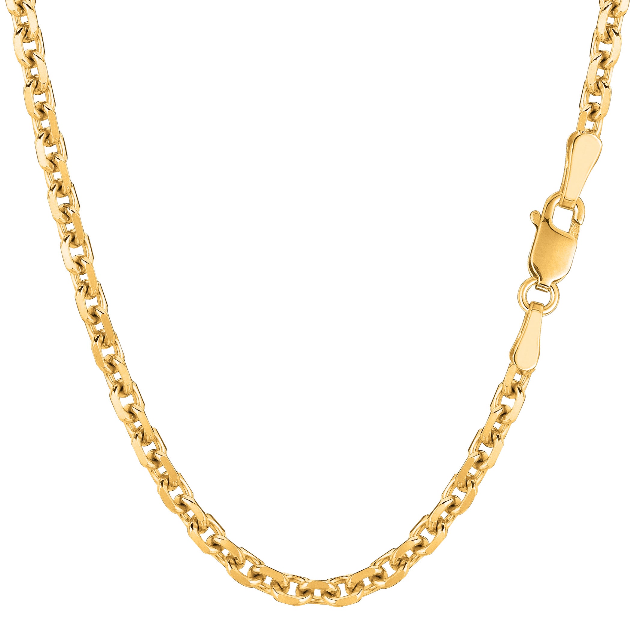 14k Yellow Gold Cable Link Chain Necklace, 4.0mm fine designer jewelry for men and women