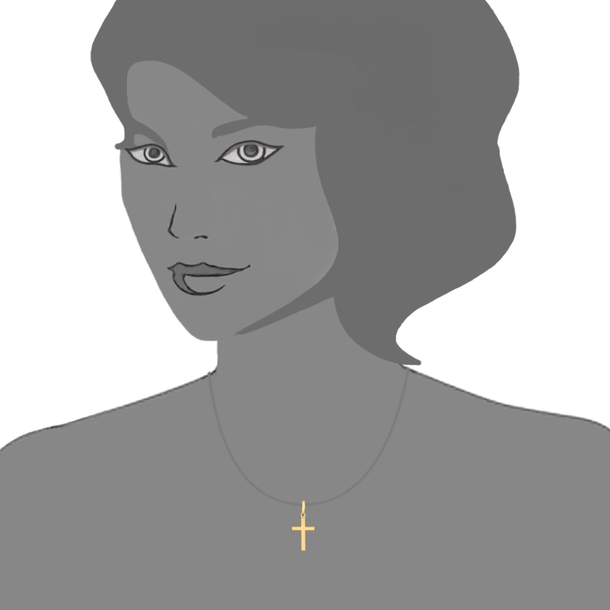 14k Yellow Gold Shiny Square Flat Style Cross Pendant fine designer jewelry for men and women