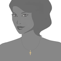 14k Yellow Gold Shiny Square Flat Style Cross Pendant fine designer jewelry for men and women