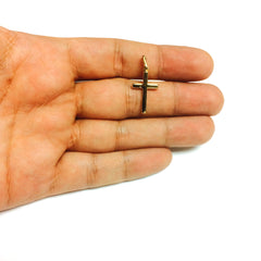 14k Yellow Gold Shiny Square Flat Style Cross Pendant fine designer jewelry for men and women