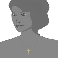 14k 2 Tone Gold Greek Key Style Crucifix Pendant fine designer jewelry for men and women