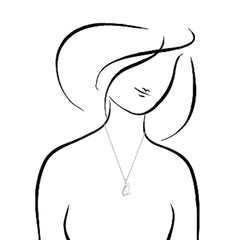 "Q" Sterling Silver Rhodium Plated Script Initial Letter With Diamonds On 18 Inch Chain ( 0.05 Tcw) fine designer jewelry for men and women