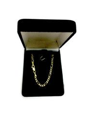 14k Yellow Solid Gold Figaro Chain Bracelet, 3.0mm fine designer jewelry for men and women