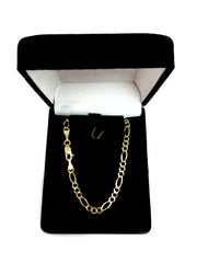 14k Yellow Solid Gold Figaro Chain Bracelet, 3.0mm fine designer jewelry for men and women