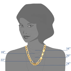 14k Yellow Solid Gold Figaro Chain Necklace, 7.0mm fine designer jewelry for men and women