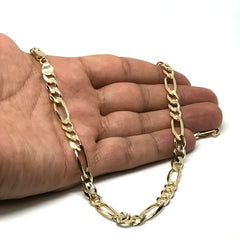 14k Yellow Solid Gold Figaro Chain Necklace, 7.0mm fine designer jewelry for men and women