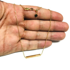 Engravable Bar Choker 14k Gold Necklace, 16" Adjustable - JewelryAffairs