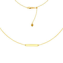 Engravable Bar Choker 14k Gold Necklace, 16" Adjustable - JewelryAffairs